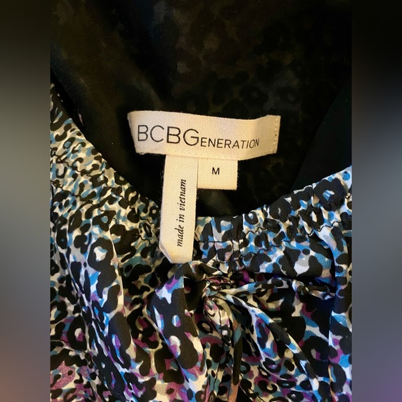 BCBGeneration Leopard Black Blue Purple Tie Halter Dress - Picture 4 of 5